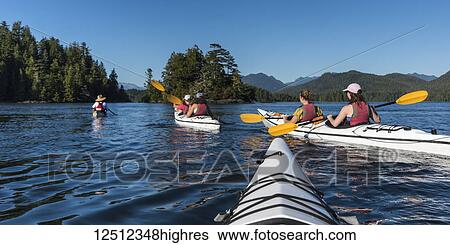 Stock Photograph - Kayaking in Clayoquot Sound, Vancouver Island; Tofino, British Columbia, Canada. Fotosearch