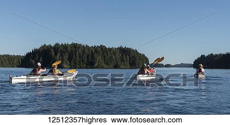 Stock Photograph - Kayaking in Clayoquot Sound, Vancouver Island; Tofino, British Columbia, Canada. Fotosearch