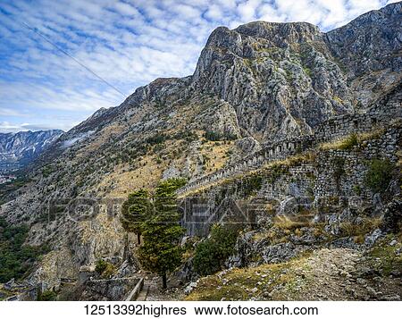 Stock Photograph - Kotor Fortress; Kotor, Kotor Municipality, Monte. Fotosearch