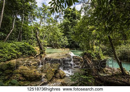 Kuang Si Falls; Luang Prabang, Laos View Large Photo Image Stock Photograph - Kuang Si Falls; Luang Prabang, Laos. Fotosearch