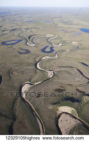 Stock Photograph - Lakes on the coastal plains, North Slope Borough; Alaska, United States of America. Fotosearch
