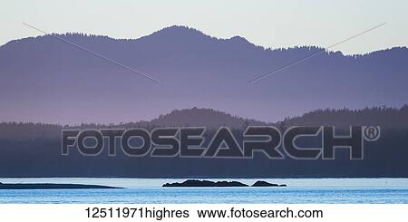 Stock Photograph - Landscape of Clayoquot Sound off the coast of Vancouver Island; Tofino, British Columbia, Canada. Fotosearch