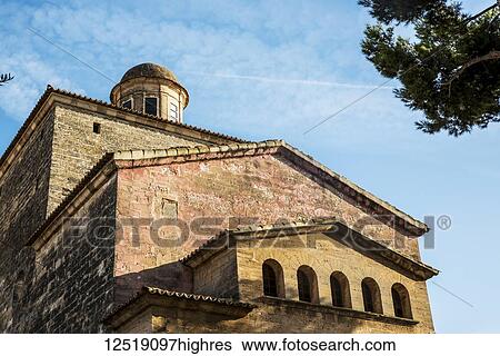 Stock Photograph - Layered roofs at the Church of St. Jaume; Alcudia, Mallorca, Balearic Islands, Spain. Fotosearch