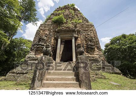 Lion sculptures at the entrance of C1 Tower, the Central Sanctuary or Prasat Boram in Prasat Tao, the Central Group, Sambor Prei Kuk; Kompong Thom, Cambodia View Large Photo Image Stock Photograph - Lion sculptures at the entrance of C1 Tower, the Central Sanctuary or Prasat Boram in Prasat Tao, the Central Group, Sambor Prei Kuk; Kompong Thom, Cambodia. Fotosearch