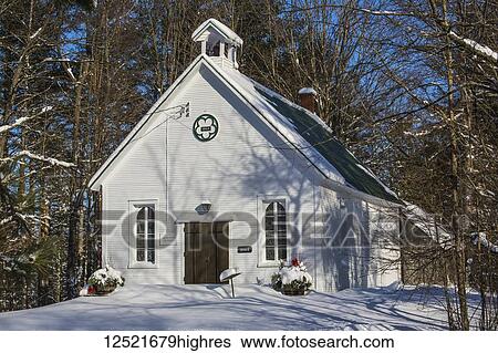 Little white church in the country in winter; Fulford, Quebec, Canada View Large Photo Image Stock Photograph - Little white church in the country in winter; Fulford, Quebec, Canada. Fotosearch