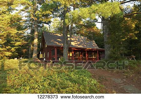 Log cabin in the woods in summer; Lac-des-Neiges, Quebec, Canada View Large Photo Image Stock Image - Log cabin in the woods in summer; Lac-des-Neiges, Quebec, Canada. Fotosearch