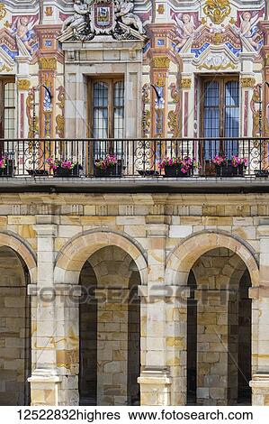 Magnificant facade of the Town Hall of Durango; Durango, Vizcaya, Pais Vasco, Spain View Large Photo Image Stock Photograph - Magnificant facade of the Town Hall of Durango; Durango, Vizcaya, Pais Vasco, Spain. Fotosearch