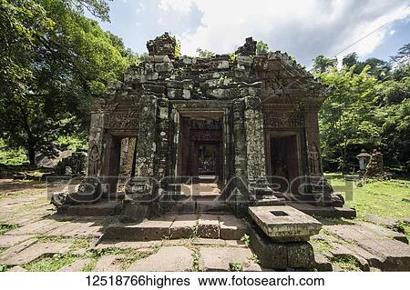 Stock Photograph - Main Sanctuary of the Vat Phou Temple Complex; Champasak, Laos. Fotosearch