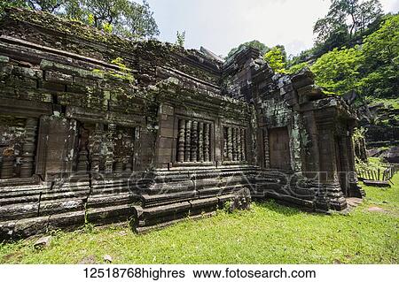 Stock Photograph - Main Sanctuary of the Vat Phou Temple Complex; Champasak, Laos. Fotosearch