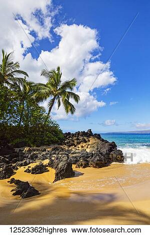 Stock Photograph - Makena Cove, also called Secret Beach; Makena, Maui, Hawaii, United States of America. Fotosearch
