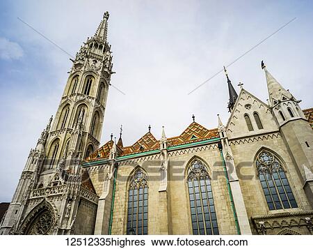 Stock Photograph - Matthias Church, a Roman Catholic church in Buda's Capital District; Buda, Budapest, Hungary. Fotosearch
