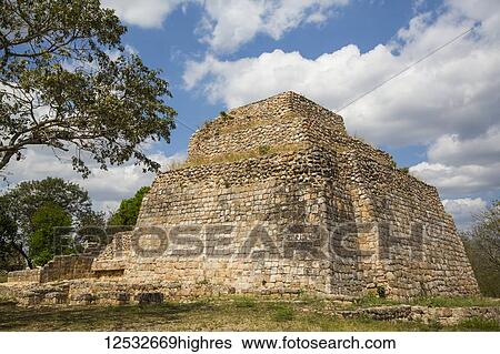 Stock Photograph - Mayan ruins, Structure CA-4, Oxkintok Archaeological Zone, 300 -1, 050 AD; Yucatan, Mexico. Fotosearch