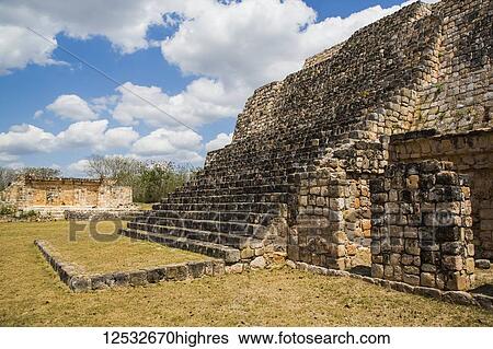 Stock Photograph - Mayan ruins, Structures of the Canul Group, Oxkintok Archaeological Zone, 300 -1, 050 AD; Yucatan, Mexico. Fotosearch