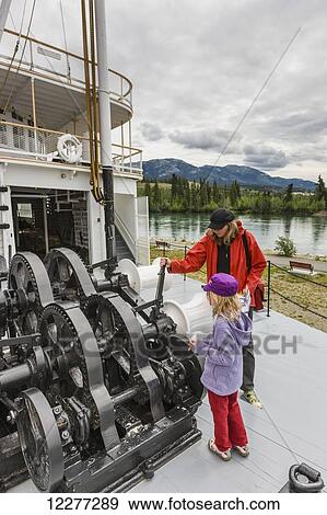 Mother and daughter looking at the engine of the SS Klondike, Whitehorse, Yukon Territory, Canada, Summer View Large Photo Image Stock Photo - Mother and daughter looking at the engine of the SS Klondike, Whitehorse, Yukon Territory, Canada, Summer. Fotosearch