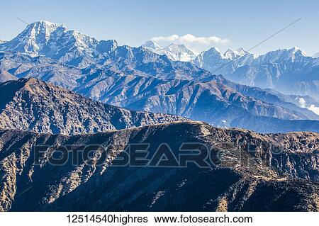 Stock Photograph - Mountains in the Himalayas; Nepal. Fotosearch