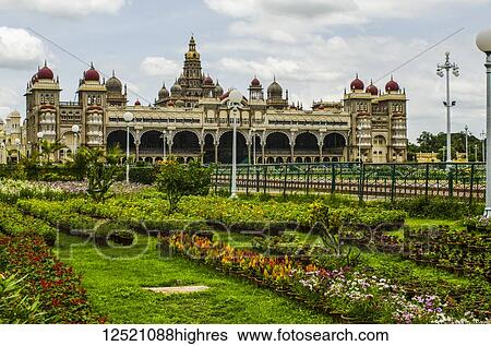 Mysore Palace and gardens: Mysore, Karnataka, India View Large Photo Image Stock Photograph - Mysore Palace and gardens: Mysore, Karnataka, India. Fotosearch