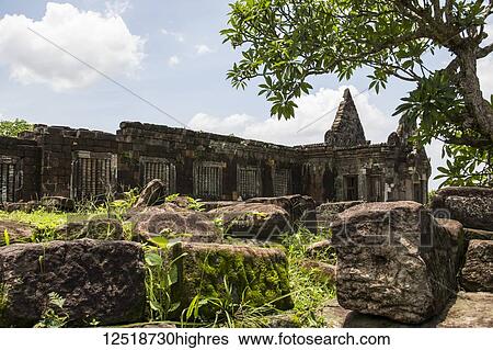 Stock Photograph - Nandi Temple, Vat Phou Temple Complex; Champasak, Laos. Fotosearch