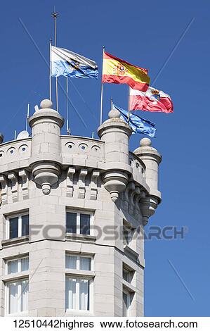 Octagonal tower and flags at Magdalena Palace, a 20th century palace in Spain; Santander, Cantabria, Spain View Large Photo Image Stock Photograph - Octagonal tower and flags at Magdalena Palace, a 20th century palace in Spain; Santander, Cantabria, Spain. Fotosearch