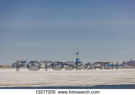 Oil and gas drill rig with surrounding infrastructure, Prudhoe Bay, Arctic Alaska, USA, Summer View Large Photo Image Stock Image - Oil and gas drill rig with surrounding infrastructure, Prudhoe Bay, Arctic Alaska, USA, Summer . Fotosearch