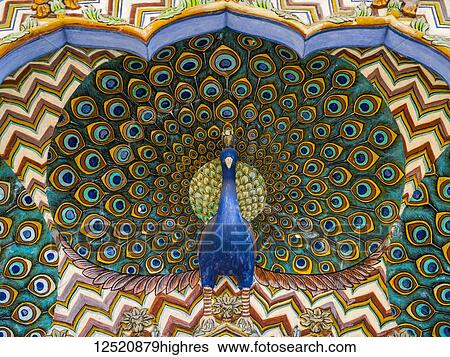 Peacock Gate, City Palace; Jaipur, Rajasthan, India View Large Photo Image Stock Photograph - Peacock Gate, City Palace; Jaipur, Rajasthan, India. Fotosearch