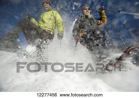 Stock Photograph - People snowshoeing, Interior Alaska north of Fairbanks, winter. Fotosearch