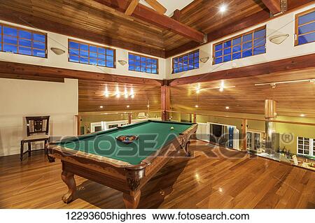 Stock Photograph - Pool Table In Luxury Home. Fotosearch