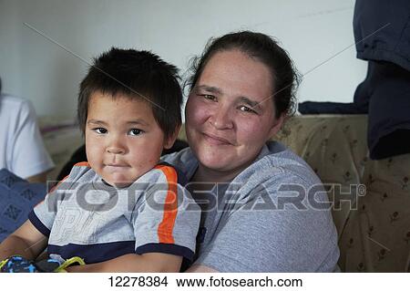 Portrait of Inuit mother and son; Cambridge Bay, Victoria Island, Nunavut, Canada View Large Photo Image Picture - Portrait of Inuit mother and son; Cambridge Bay, Victoria Island, Nunavut, Canada. Fotosearch