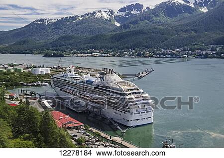 Princess Cruises Coral Princess moored at the docks at Juneau, Gastineau Channel, Southeast Alaska View Large Photo Image Picture - Princess Cruises Coral Princess moored at the docks at Juneau, Gastineau Channel, Southeast Alaska. Fotosearch