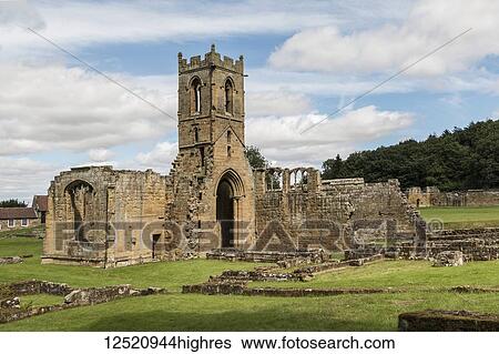 Stock Photograph - Priory ruins in Yorkshire on a bright summer's day; Yorkshire, England. Fotosearch