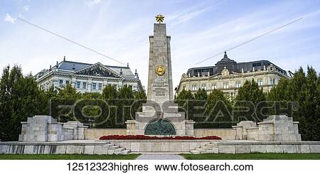 Stock Photograph - Red Army Memorial in Freedom Square; Budapest, Budapest, Hungary. Fotosearch