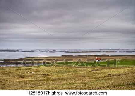 Remote church amongst fields near Stykkisholmur, Snaefellsnes peninsula; Iceland View Large Photo Image Stock Photograph - Remote church amongst fields near Stykkisholmur, Snaefellsnes peninsula; Iceland. Fotosearch