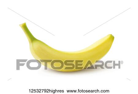 Stock Photograph - Ripe, yellow banana on a white background. Fotosearch