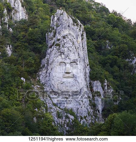 Stock Photograph - Rock sculpture of Decebalus; Serbia. Fotosearch