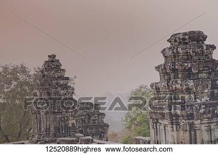Stock Photograph - Ruins at Angkor Wat at sunset; Siem Reap, Cambodia. Fotosearch