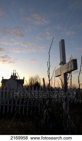 Russian Orthodox Church & Cementary @ Sunset Kp Ak Spring Silhouette Ninilchik View Large Photo Image Stock Photo - Russian Orthodox Church & Cementary @ Sunset Kp Ak Spring Silhouette Ninilchik. Fotosearch
