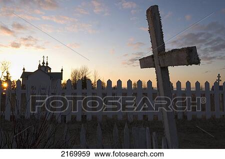 Russian Orthodox Church & Cementary @ Sunset Kp Ak Spring Silhouette Ninilchik View Large Photo Image Stock Photo - Russian Orthodox Church & Cementary @ Sunset Kp Ak Spring Silhouette Ninilchik. Fotosearch