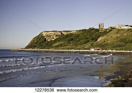 Scarborough Castle above North Bay; England View Large Photo Image Stock Photograph - Scarborough Castle above North Bay; England. Fotosearch