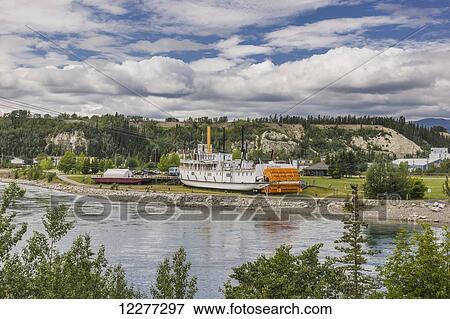 Scenic view of the SS Klondike on the bank of the Yukon River, Whitehorse, Canada, summer View Large Photo Image Stock Photo - Scenic view of the SS Klondike on the bank of the Yukon River, Whitehorse, Canada, summer. Fotosearch