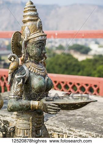 Stock Photograph - Sculpture at the City Palace, Maharaja Sawai Mansingh II Museum, Mubarak Mahal; Jaipur, Rajasthan, India. Fotosearch