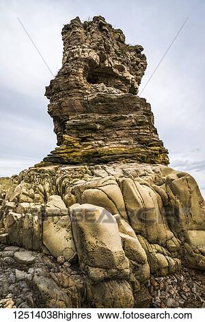Stock Photograph - Sea stack at Whitburn on the North East Coast of England; Whitburn, Tyne and Wear, England. Fotosearch