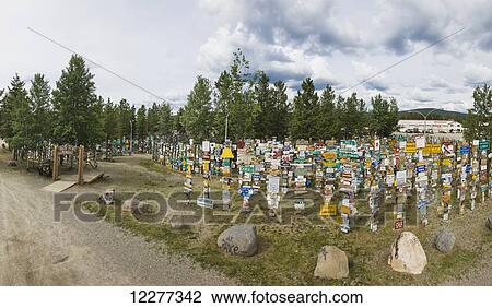 Signpost forest, Watson Lake, Yukon Territory, Canada, Summer View Large Photo Image Stock Image - Signpost forest, Watson Lake, Yukon Territory, Canada, Summer. Fotosearch