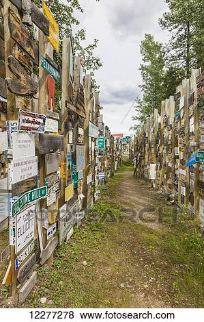 Signpost forest, Watson Lake, Yukon Territory, Canada, Summer View Large Photo Image Stock Photo - Signpost forest, Watson Lake, Yukon Territory, Canada, Summer. Fotosearch