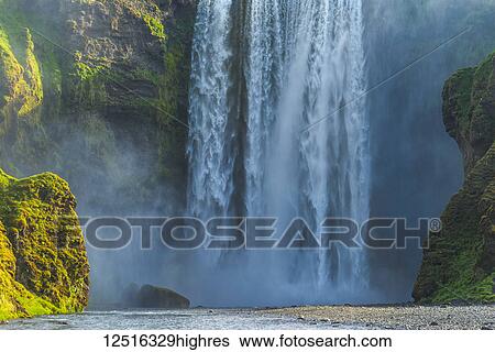 Skogafoss waterfall; Iceland View Large Photo Image Stock Photograph - Skogafoss waterfall; Iceland. Fotosearch