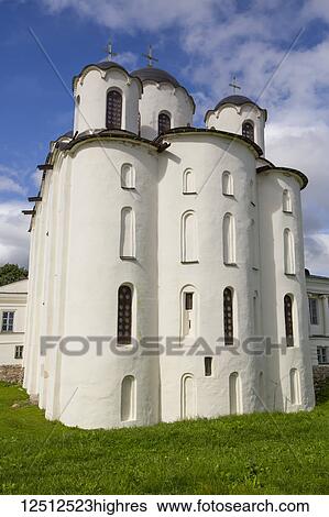 Stock Photograph - St Nicholas Cathedral, 1113 -1136, a UNESCO World Heritage Site; Veliky Novgorod, Novgorod Oblast, Russia. Fotosearch