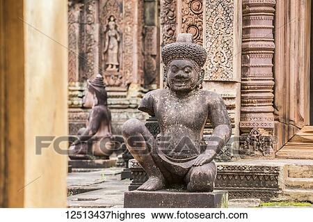 Statue of a Dvarapala gate guardian, Banteay Srei; Angkor, Siem Reap, Cambodia View Large Photo Image Stock Photograph - Statue of a Dvarapala gate guardian, Banteay Srei; Angkor, Siem Reap, Cambodia. Fotosearch