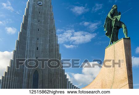 Statue of Leif Eriksson in front of the Hallgrimur church; Reykjavik, Iceland View Large Photo Image Stock Photograph - Statue of Leif Eriksson in front of the Hallgrimur church; Reykjavik, Iceland. Fotosearch