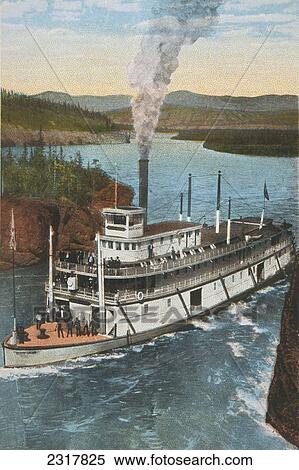 Stock Photography - Steamer White Horse Five- Finger Rapids On Yukon River. Fotosearch
