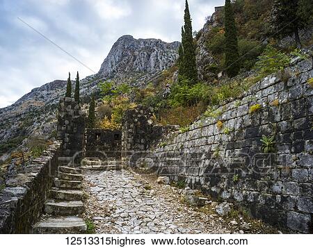 Steps and trail at the Kotor Fortress; Monte View Large Photo Image Stock Photograph - Steps and trail at the Kotor Fortress; Monte. Fotosearch