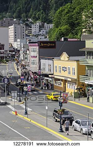 Store fronts along South Franklin Street in downtown Juneau, Southeast Alaska View Large Photo Image Stock Image - Store fronts along South Franklin Street in downtown Juneau, Southeast Alaska. Fotosearch