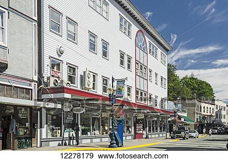 Store fronts along South Franklin Street in downtown Juneau, Southeast Alaska View Large Photo Image Stock Photo - Store fronts along South Franklin Street in downtown Juneau, Southeast Alaska. Fotosearch